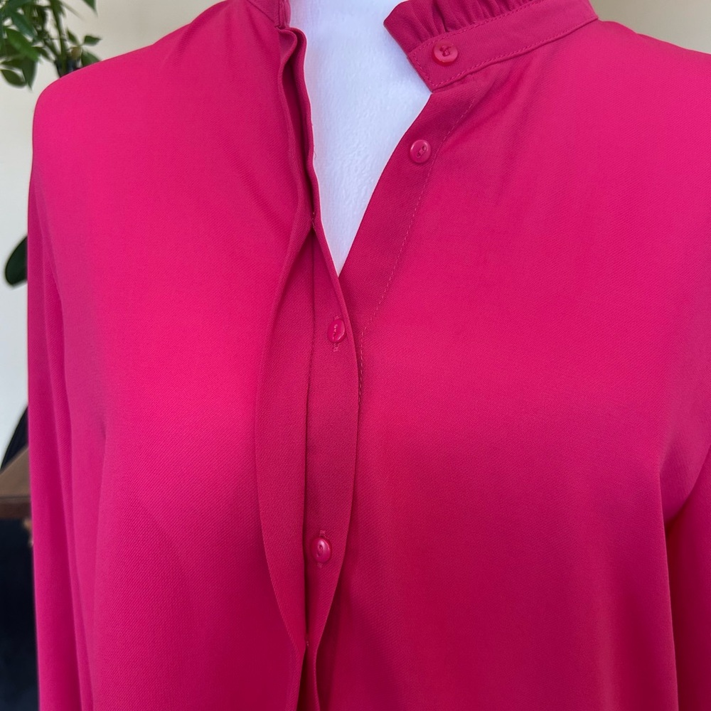 Zara Fuchsia Ruffle Sleeve Button down  Blouse - Picture 4 of 10
